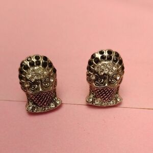 Silver and Black Stud Earrings